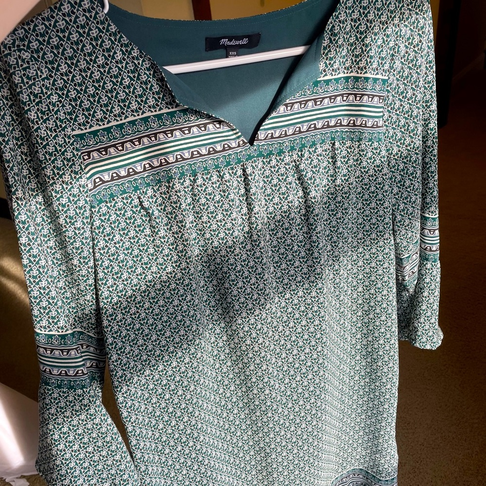 made well green patterned shift dress